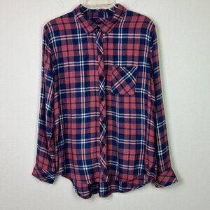 Rails Women's Hunter Shirt Plaid Rust Indigo Button Up Relaxed Fit